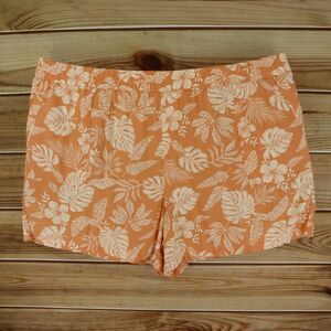 Sonoma Shorts Womens Size 4XL Orange Beige Floral Pockets‎ ELASTIC WAIST